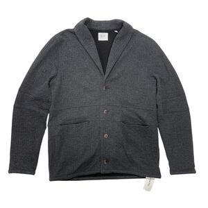 Billy Reid Mens Shawl Collar Cardigan Charcoal Grey Heather Button Sweater Large